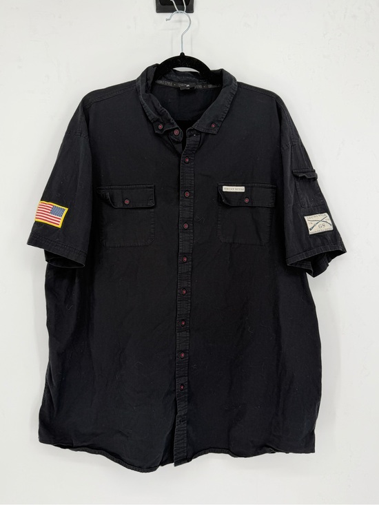 Grunt Style Other - Distressed Grunt Style Garage button down shirt with a USA flag patch